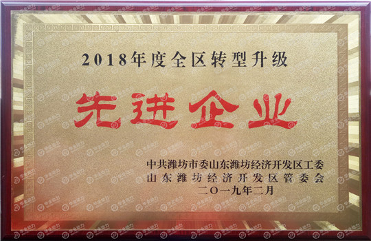 華全動力被評為濰坊2018年度全區(qū)轉(zhuǎn)型升級先進(jìn)企業(yè)